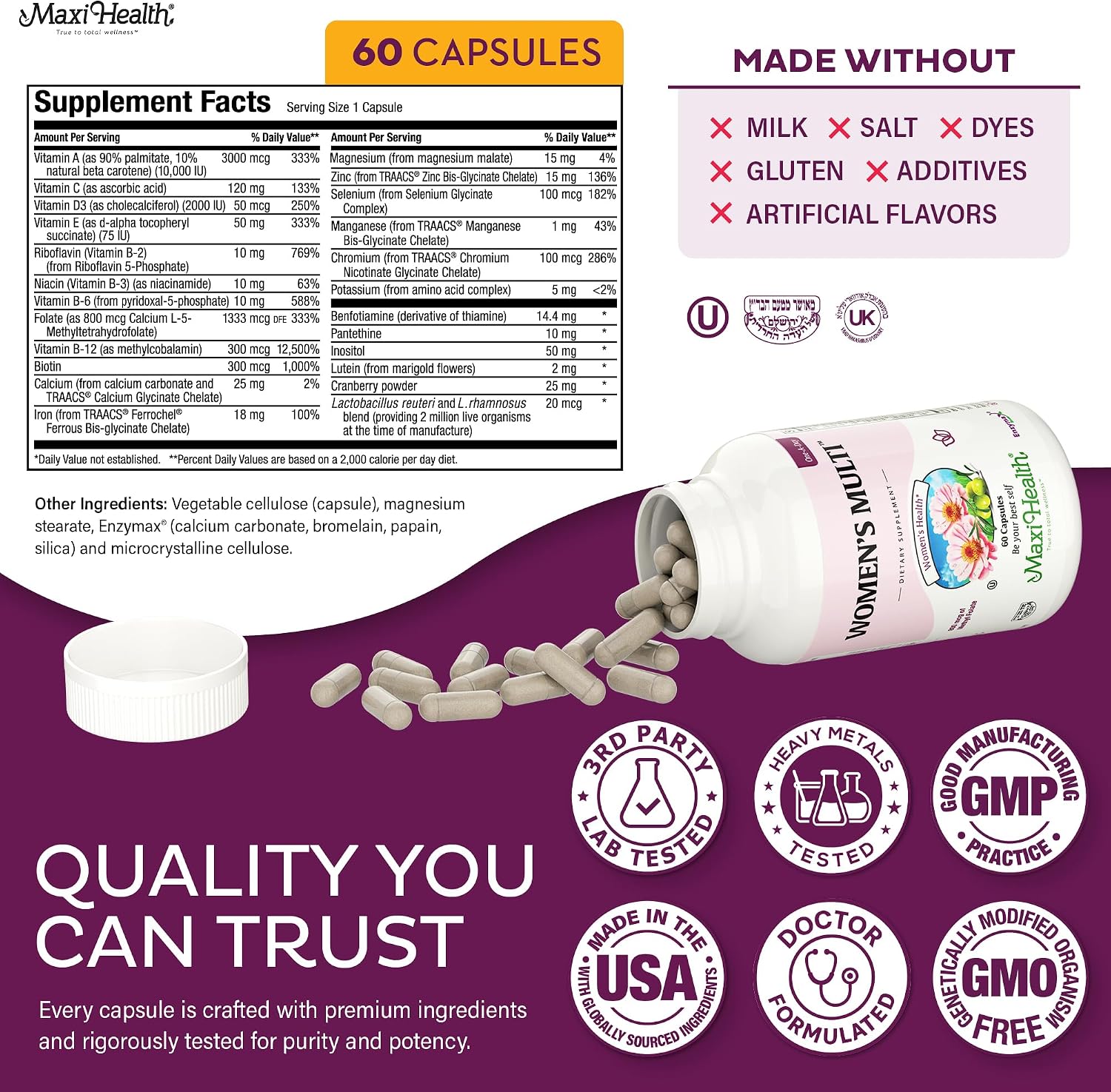 Multivitamínico para Mujeres – Metilado con 23 Vitaminas Clave | Maxi Health