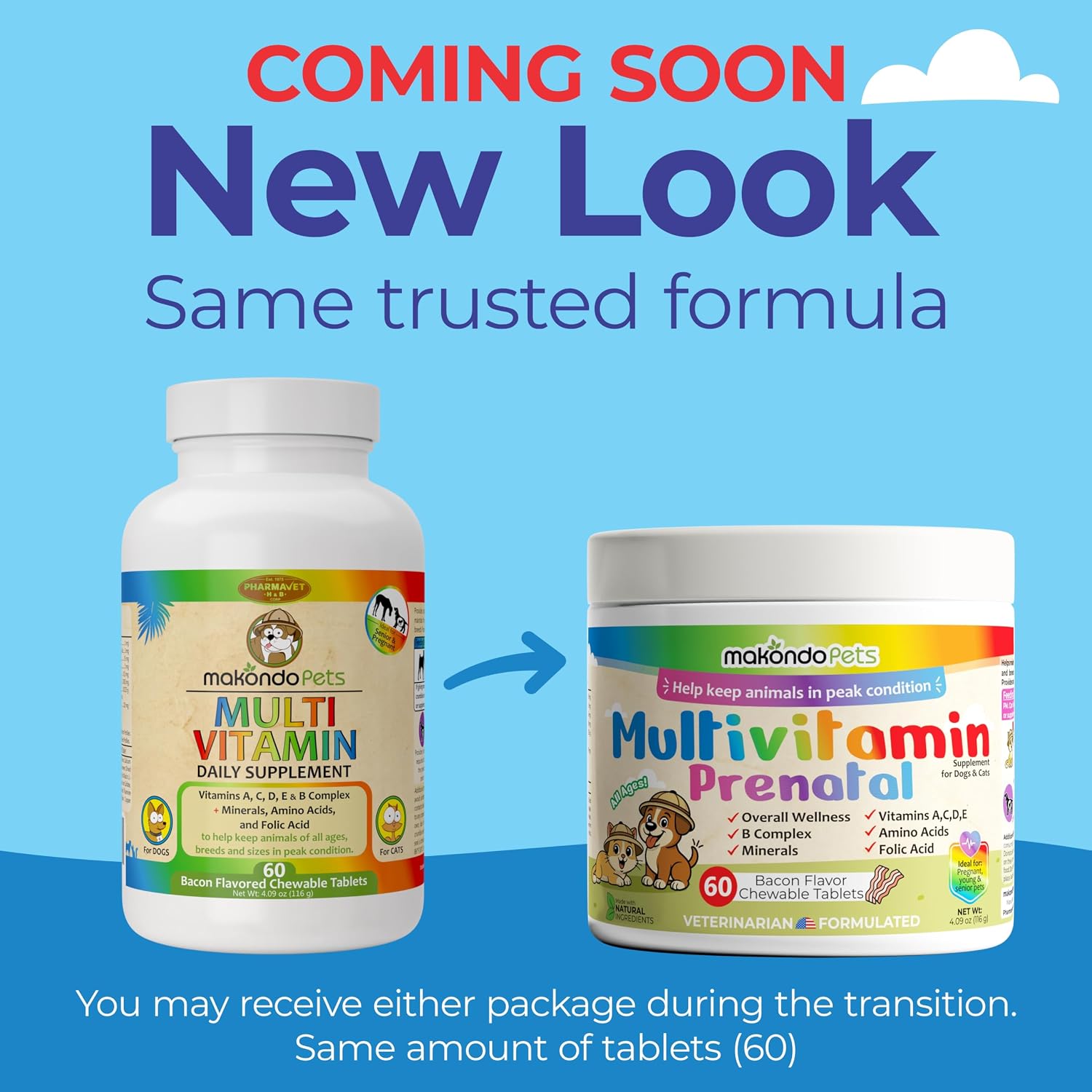 Makondo Pets Vitaminas Prenatales para Perros y Gatos - Suplemento con Ácido Fólico, Calcio y Hierro
