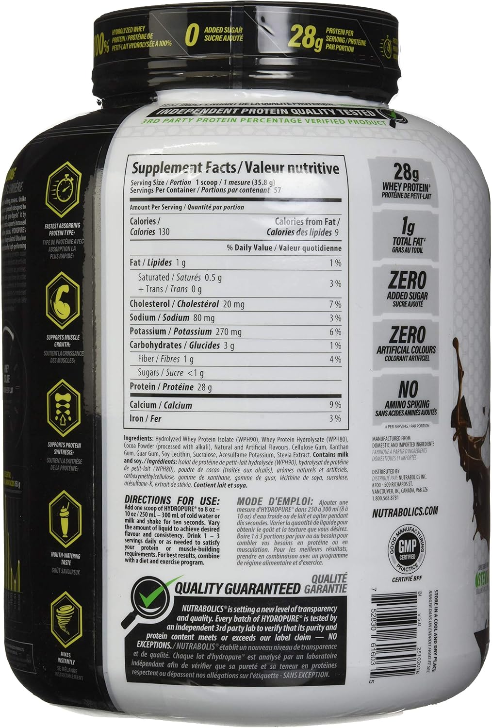 Nutrabolics Hydropure - Proteína de Suero Hidrolizada, 4.5 lbs (2.04 kg)