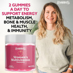 Droppels Gominolas Multivitamínicas para Mujer con Ácido Fólico, Vitaminas A, D, C, E, K, B6, B12, Biotina y Hierro - Vegano, No-GMO - 60 Gomitas Sabor Té de Melocotón