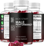 Kickstart Gummies (3 Pack) - Gominolas Naturales para Hombres, 180 Gominolas