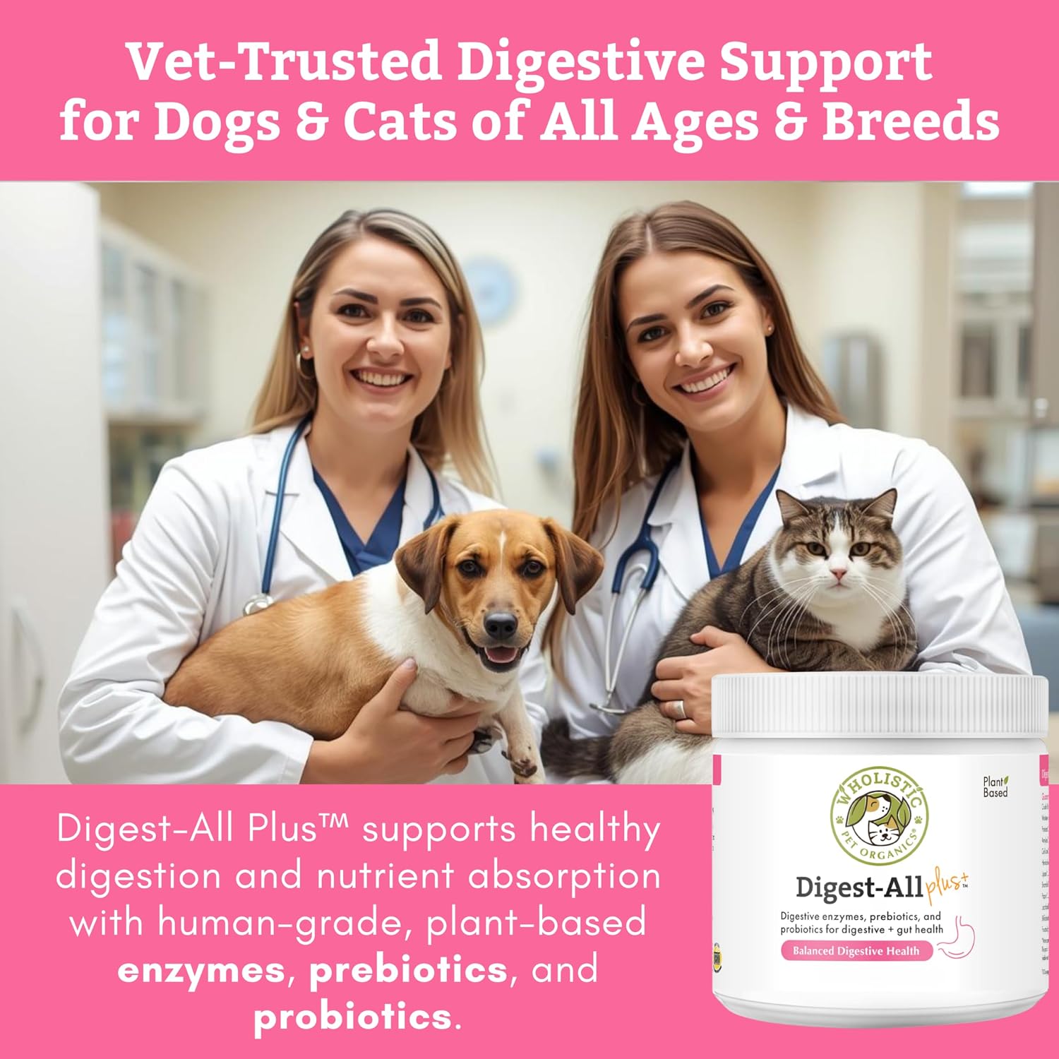 Wholistic Pet Organics Probióticos Diarios para Perros y Gatos - 4 oz (113 dosis)
