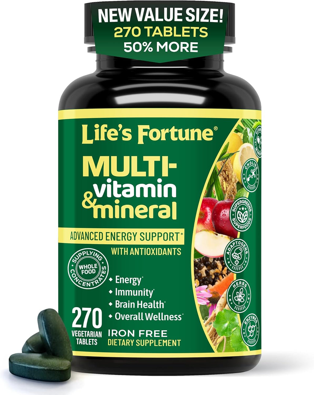 Life's Fortune Complete Multivitamin with Superfoods - 270 Vegetarian Tablets