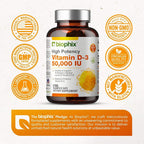 biophix Vitamina D3 10000 UI Alta Potencia - 120 Cápsulas Blandas - Non-GMO Sin Soja