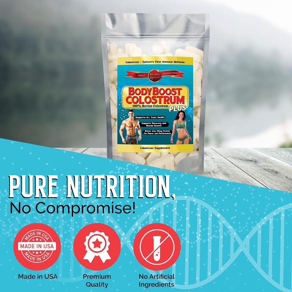 BodyBoost Bovine Colostrum Capsules (240) - Supplement with Immunoglobulins and Lactoferrin, Grass-Fed, Non-GMO