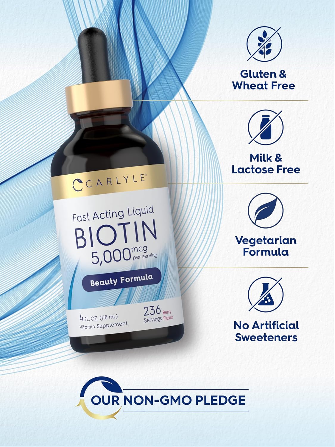 Carlyle Biotin 5000mcg Gotas Líquidas Sabor Berry - 118 ml