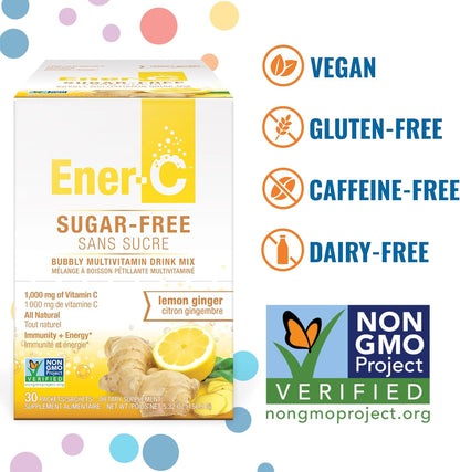 Ener-C Sugar Free Multivitamin Drink Mix - Limón y Jengibre, 30 sobres – Image 2