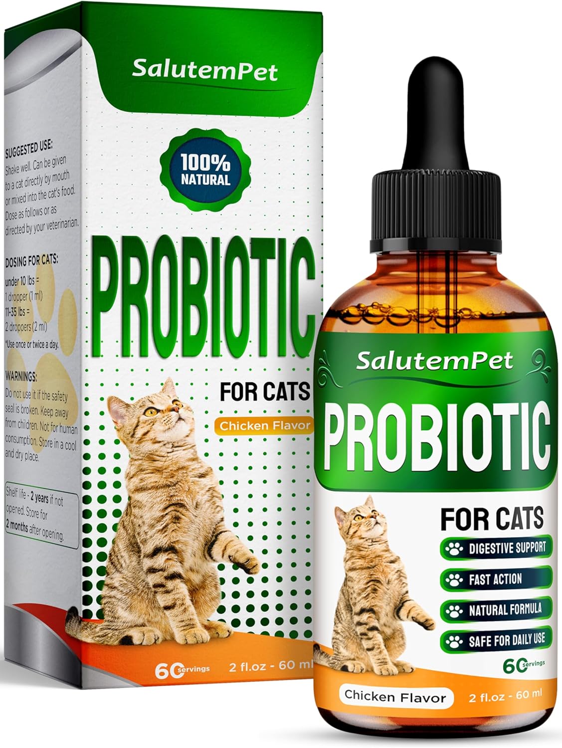 Probióticos Líquidos para Perros y Cachorros con Prebióticos y Enzimas Digestivas - Sabor Bacon - 60 ml