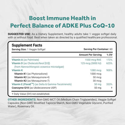 Naturalis Vegan ADK + CoQ10 con – Vitamina D: contribuye a la absorción y utilización normal del calcio y del – Image 2