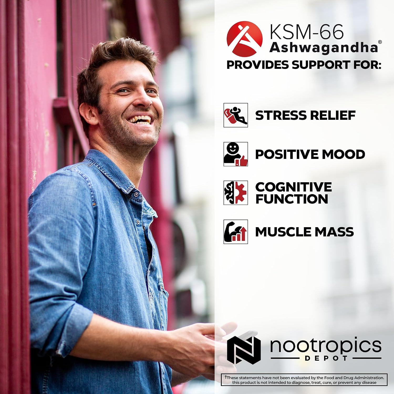 Nootropics Depot KSM-66 Ashwagandha Capsules - 300mg - 180 Capsules