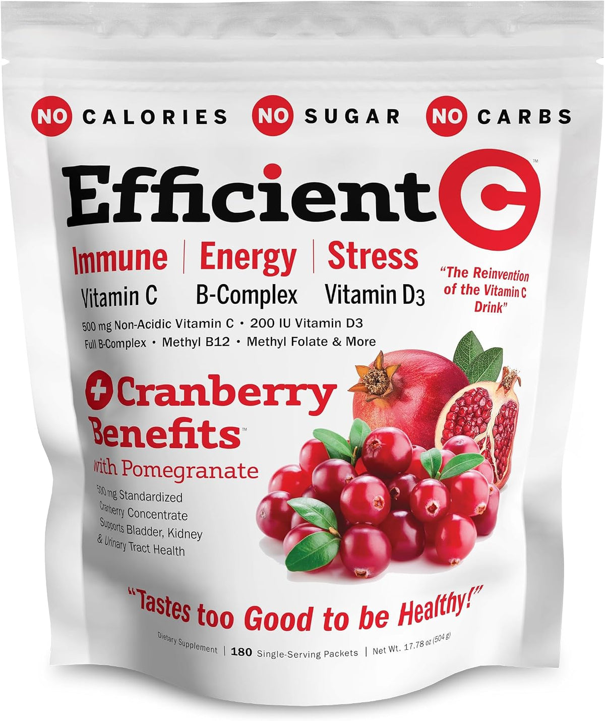 ANDREW LESSMAN Efficient C + Cranberry Benefits - 180 Sobres - Vitamina C No Ácida con Arándano – Image 1