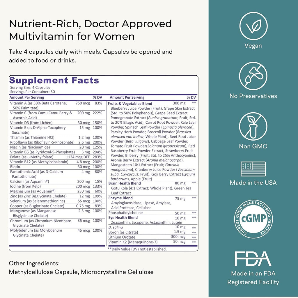 Multivitamínico para Mujeres con Alimentos Integrales (120 Cápsulas Vegetales)