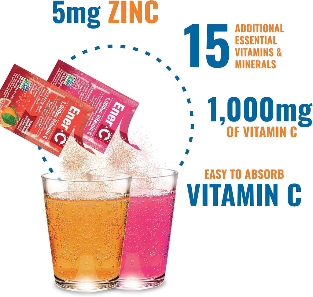 Ener-C Mezcla Multivitamínica con Energía Saludable - Surtido Variado, 60 Sobres