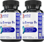 Quantum Nutrition Labs Max Energy Bs - Vitamin B Complex, Methylated B Complex Vitamins with Vitamin B1, B6, B12, Thiamin, Folate and Biotin - 60 Vegetarian Capsules