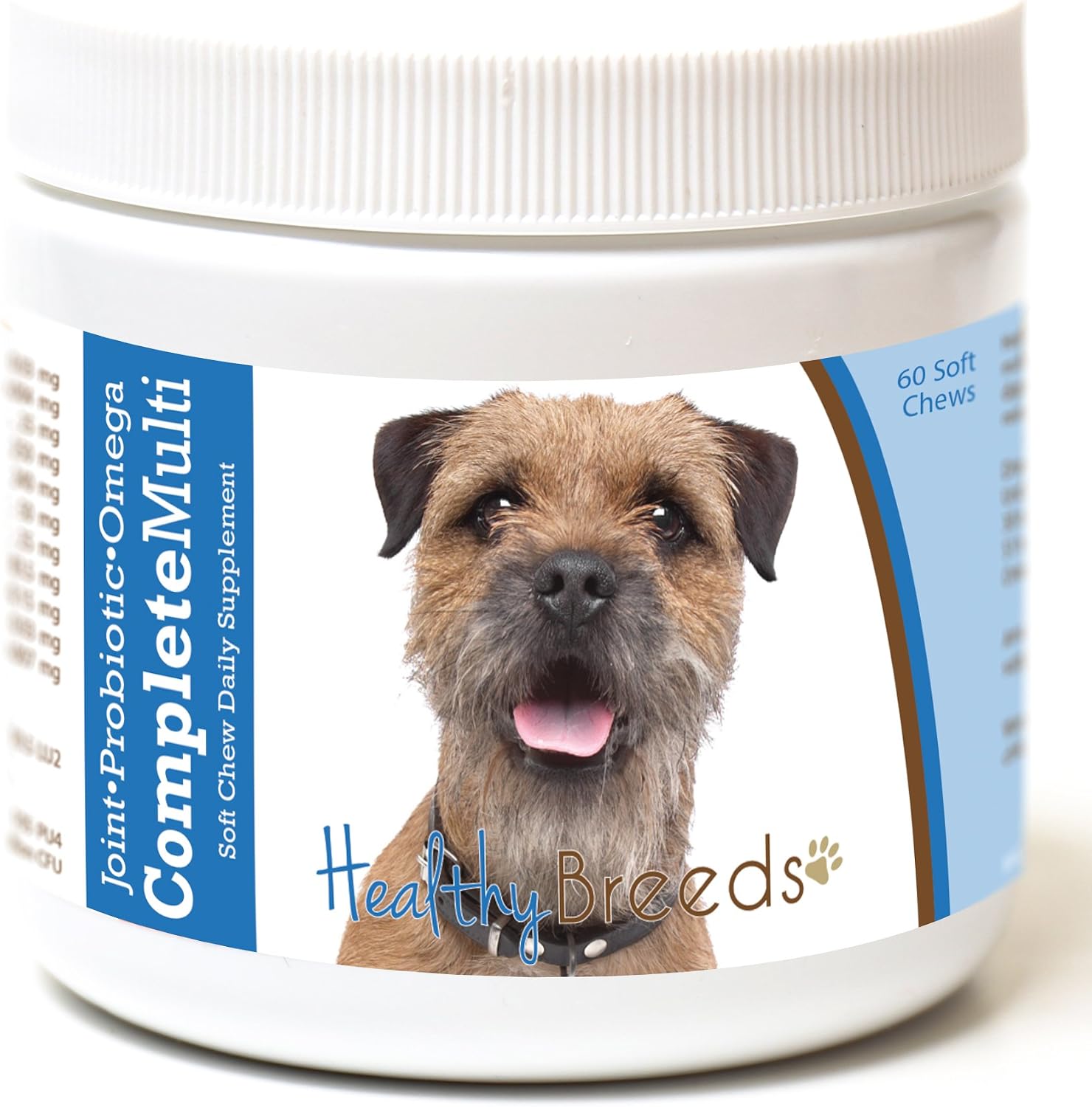 Healthy Breeds Border Terrier Multivitamínico Todo en Uno - Completo con Probióticos, Glucosamina, Condroitina y Omega - 60 Chicles Blandos