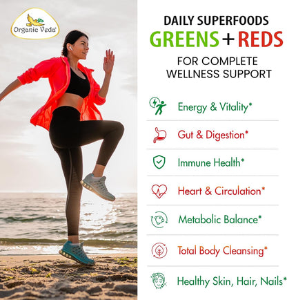 Organic Veda Mezcla de Superalimentos Verdes, Rojos, Frutas y Verduras - 120 Cápsulas – Image 3