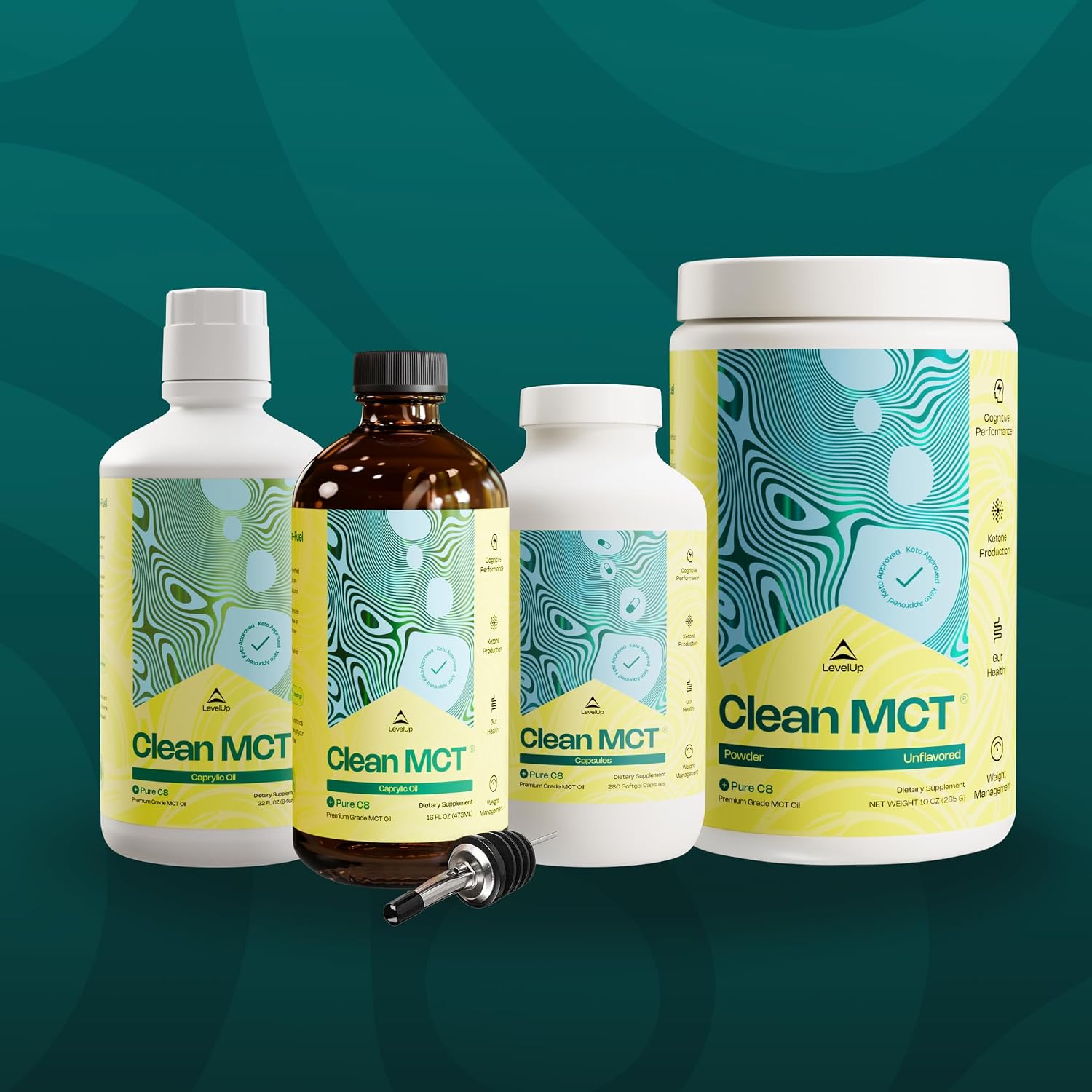 LevelUp Aceite MCT C8 en Cápsulas - 100% Caprílico Puro (280 Cápsulas)