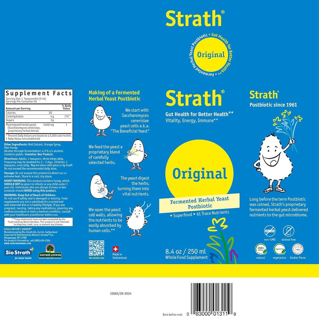 Strath Fermented Herbal Yeast Postbiotic - 250 ml - Suplemento Nutricional Líquido