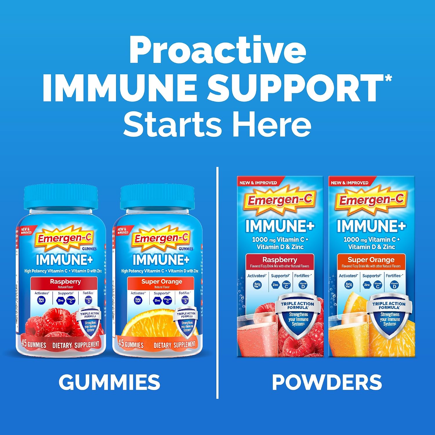 Emergen-C Immune+ Triple Action Gominolas - 45 unidades - Sabor Naranja