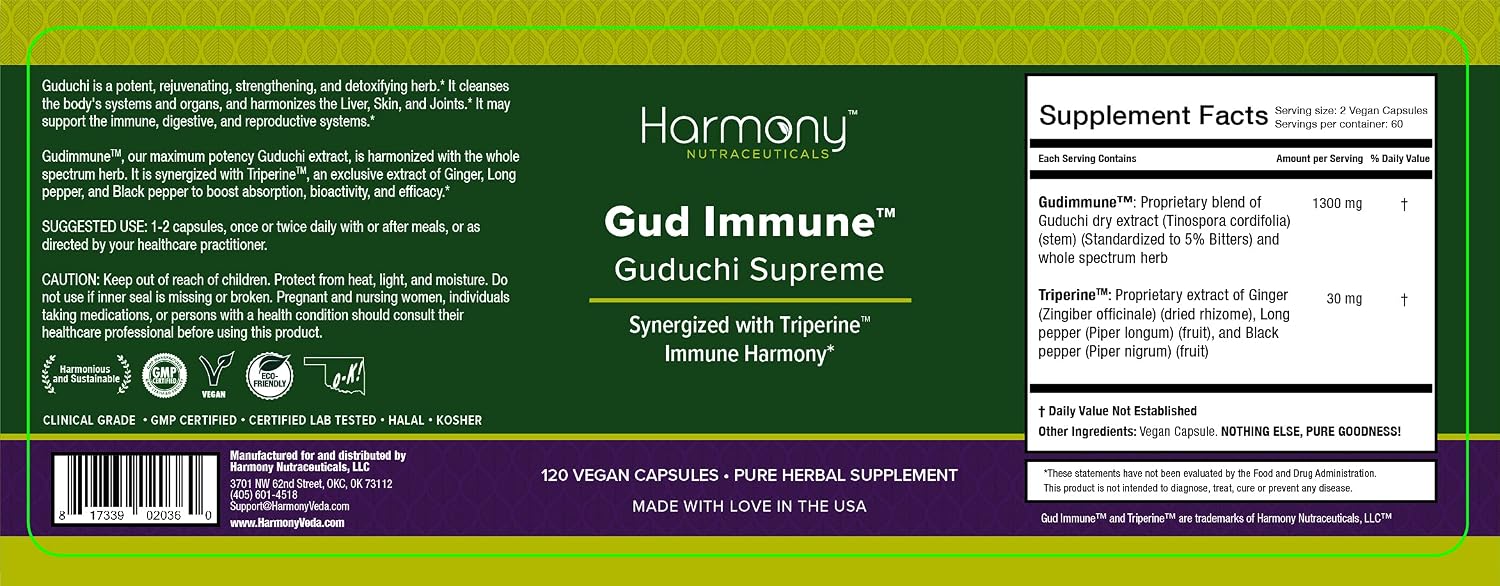 Guduchi Supreme, Potencia Máxima, Apoyo Inmunológico Ayurvédico, Orgánico, 120 Cápsulas Veganas