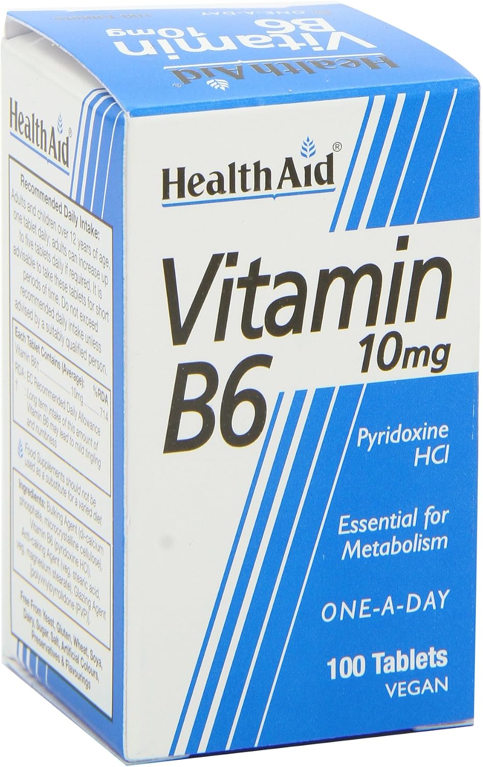 HealthAid Vitamina B6 (Piridoxina HCl) 10mg - 100 Comprimidos