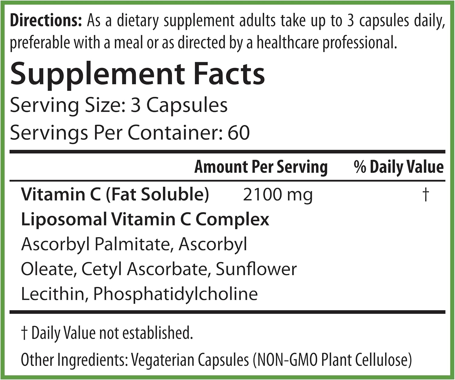 PURE® Vitamina C Liposomal 2100 mg - 180 Cápsulas, 60 Dosis - Alta Absorción con Lecitina de Girasol - Antioxidante para el Sistema Inmunitario y Colágeno - Fabricado en EE. UU.
