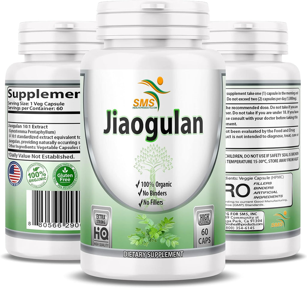 Jiaogulan 10:1 Extracto en Cápsulas - 500mg por Cápsula, 60 Cápsulas Veganas