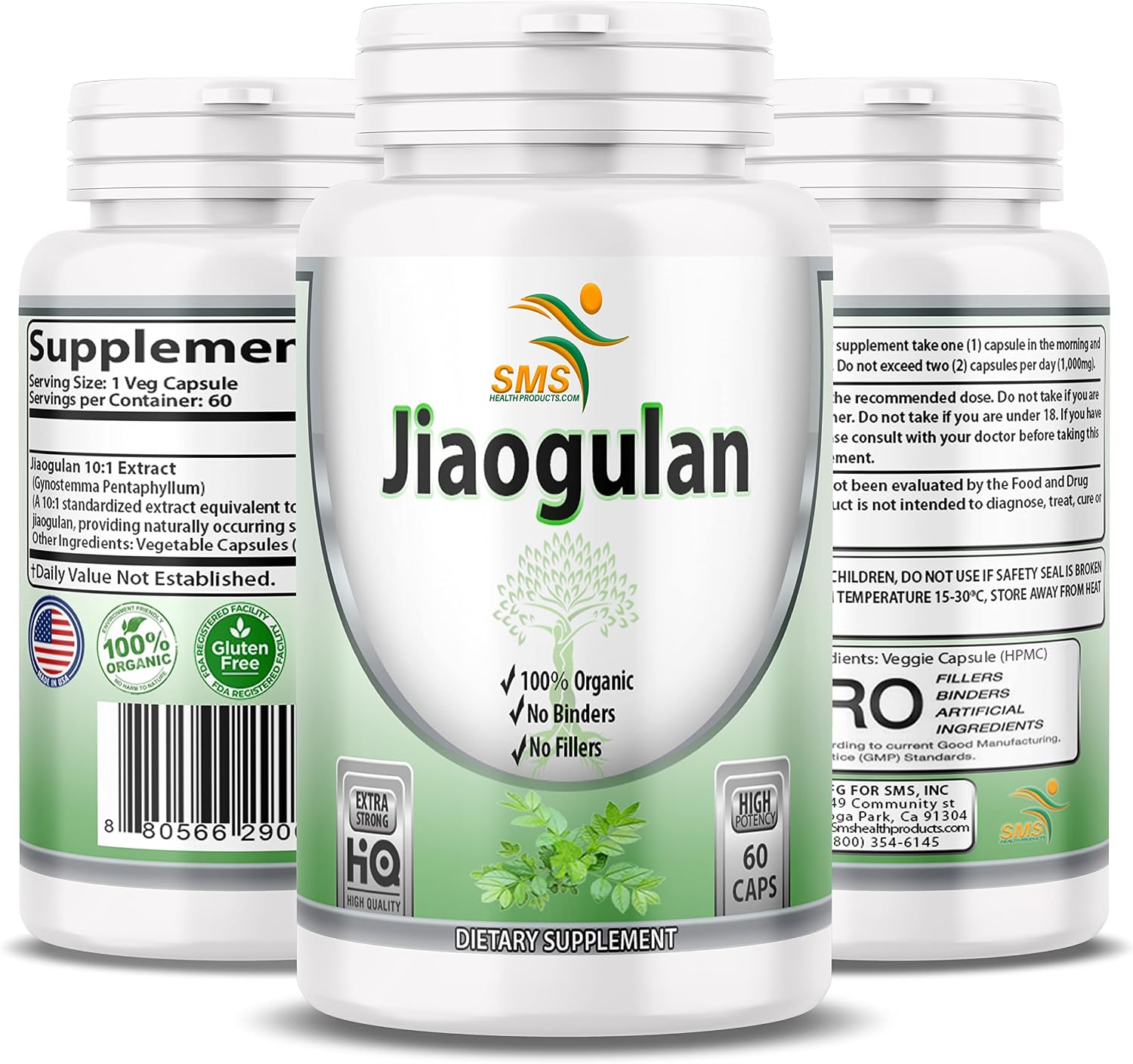 Jiaogulan 10:1 Extracto en Cápsulas - 500mg por Cápsula, 60 Cápsulas Veganas