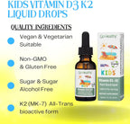 Go Healthy Kids Vitamin D3 K2 (MK-7) Gotas Líquidas Veganas para Niños - Sabor Vainilla - 30 Dosis