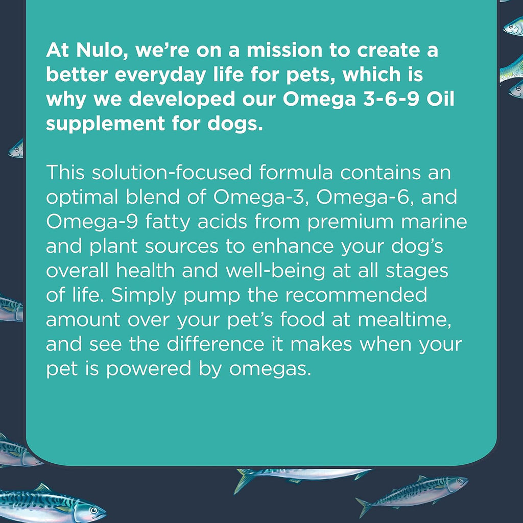 Nulo Omega 3-6-9 Aceite de Pescado para Perros y Cachorros – Apoya la Salud de la Piel, el Pelaje, las Articulaciones y el Corazón – 473 ml