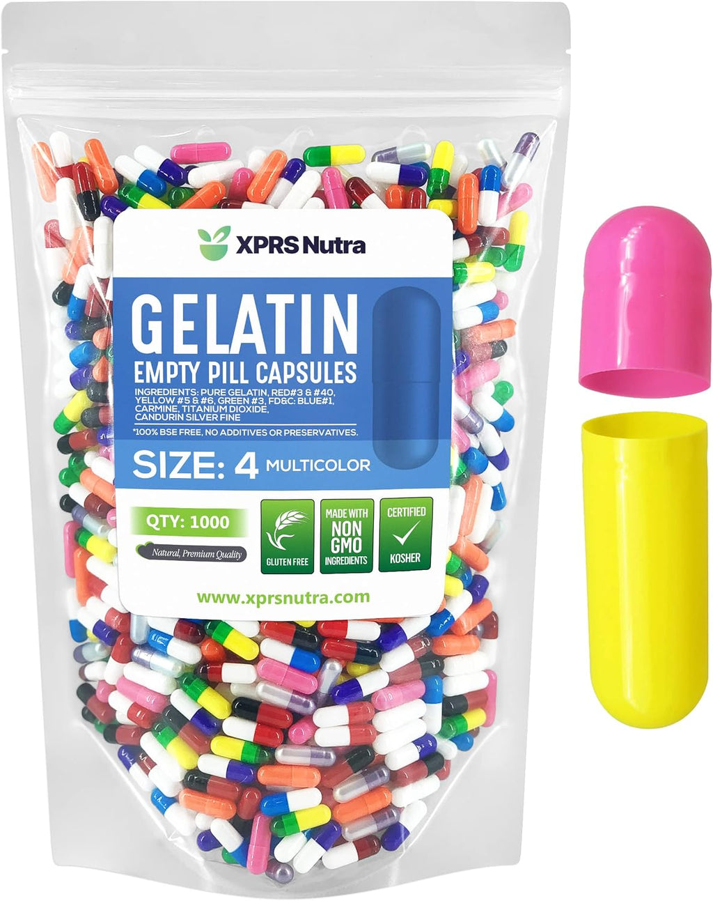 XPRS Nutra Cápsulas Vacías Tamaño 4 - 1000 Unidades - Cápsulas de Gelatina para Rellenar