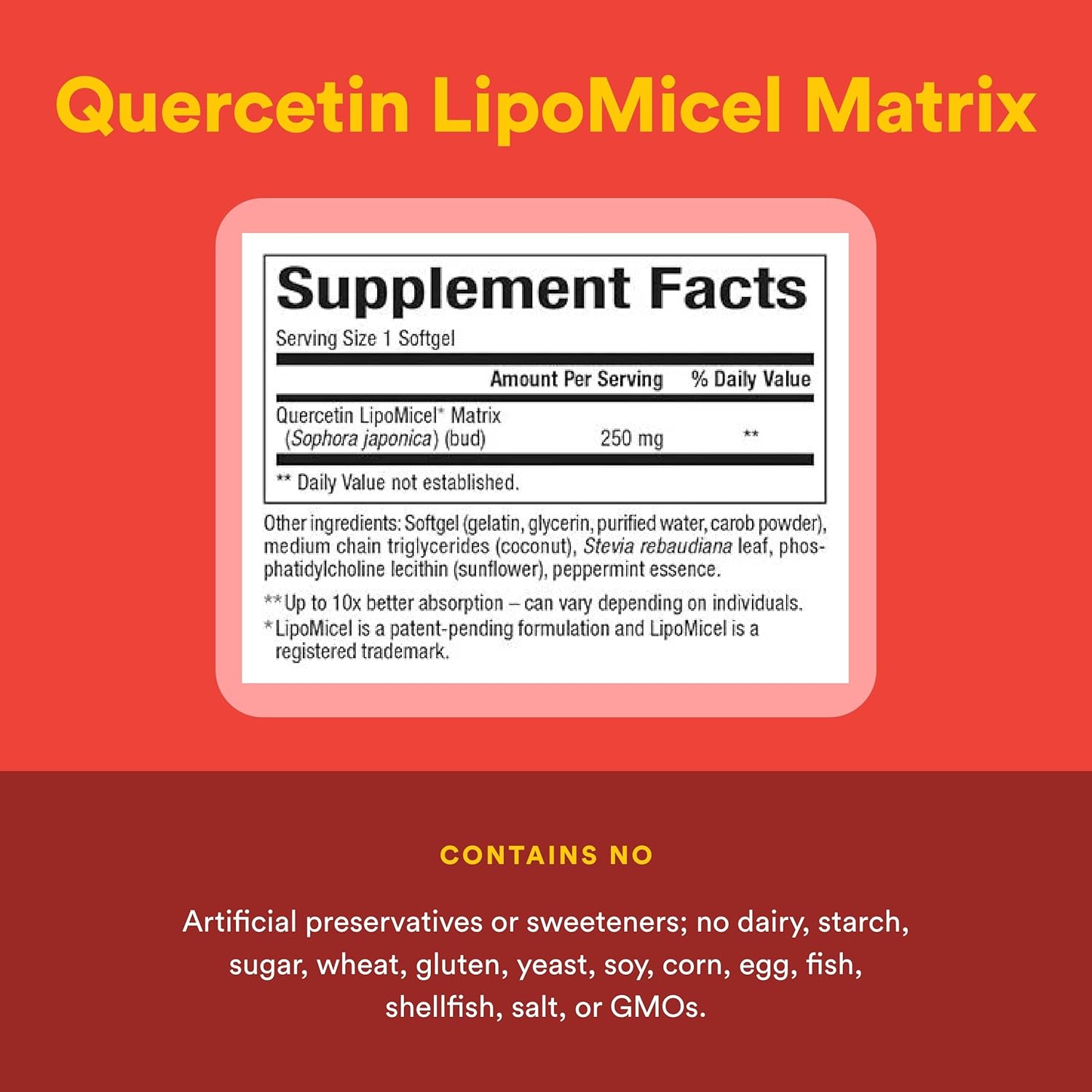 Natural Factors Quercetin LipoMicel Matrix – 60 Cápsulas blandas de absorción superior