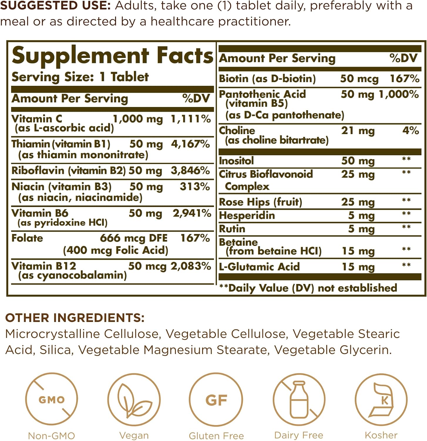 Solgar Ultimate B+C Complex Stress Formula - 90 Comprimidos
