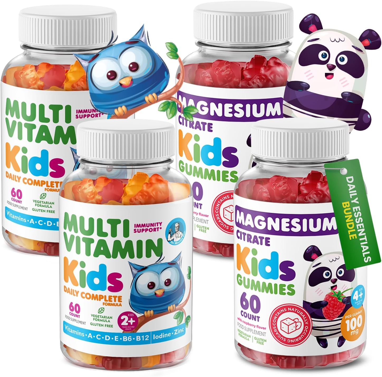DR. MORITZ Pack de Gominolas Omega 3 (90 uds) y Multivitamínicas para Niños (60 uds) - Vegano, Sin OMG, Apoyo Diario