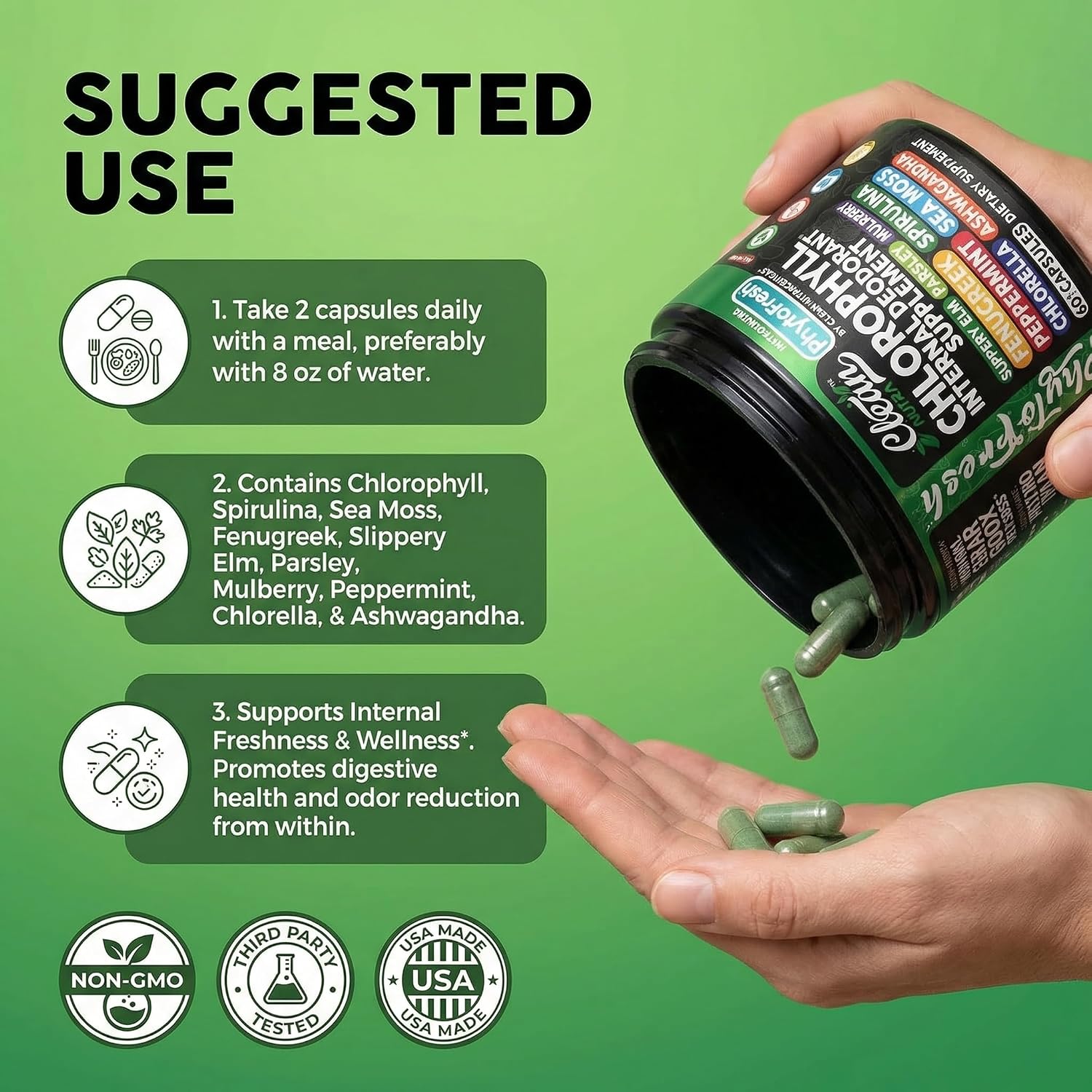 Clean Nutra Cápsulas de Clorofila y Superalimentos