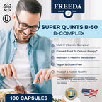 FREEDA Cápsulas de Complejo B – Super Quints B-50 – B2, B3 (Niacinamida), B6, B12 + Biotina + Ácido Fólico + Colina e Inositol – Vegano – 250 Cápsulas