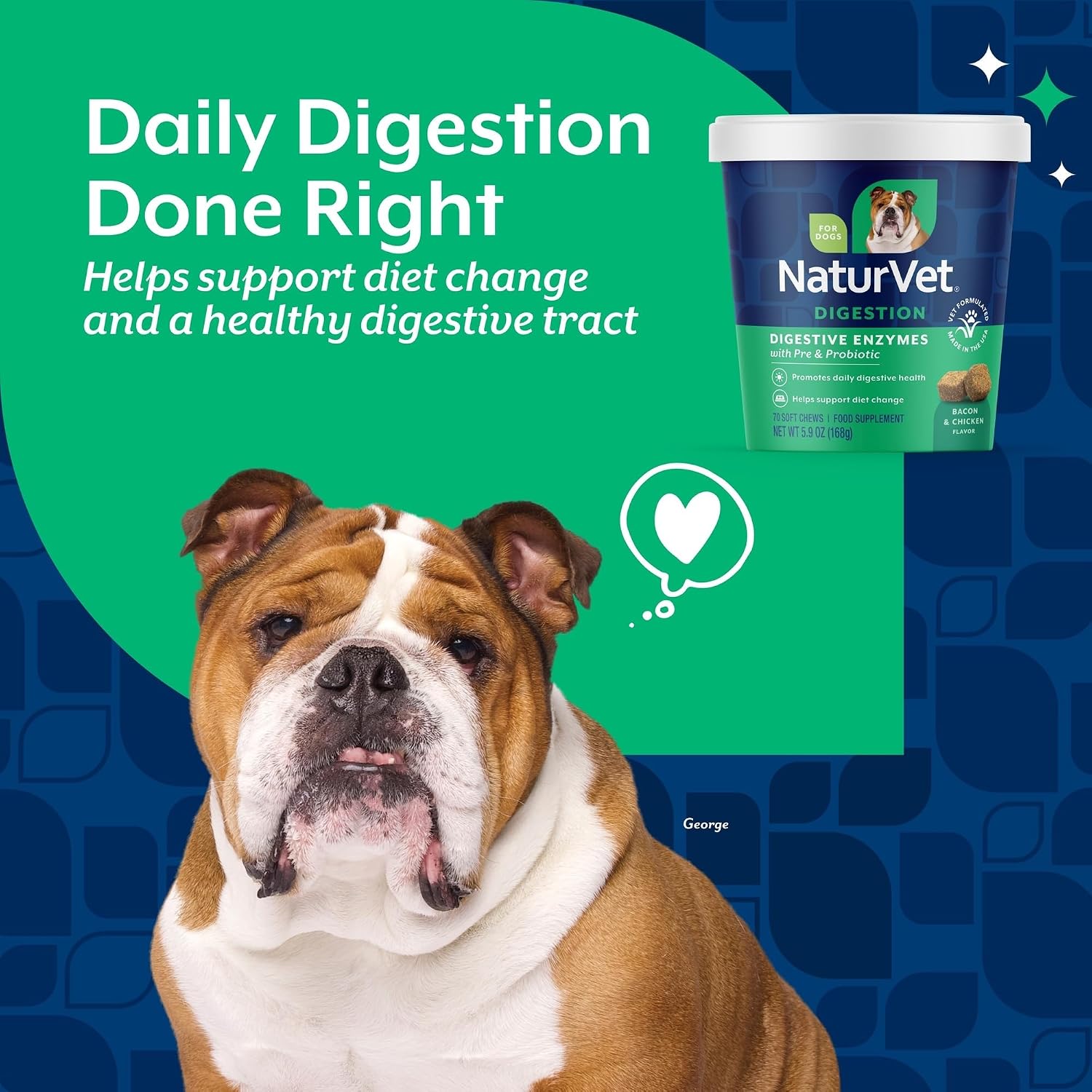 NaturVet – Enzimas Digestivas con Probióticos y Prebióticos – para Perros (Masticables Blandos, 70 unidades)
