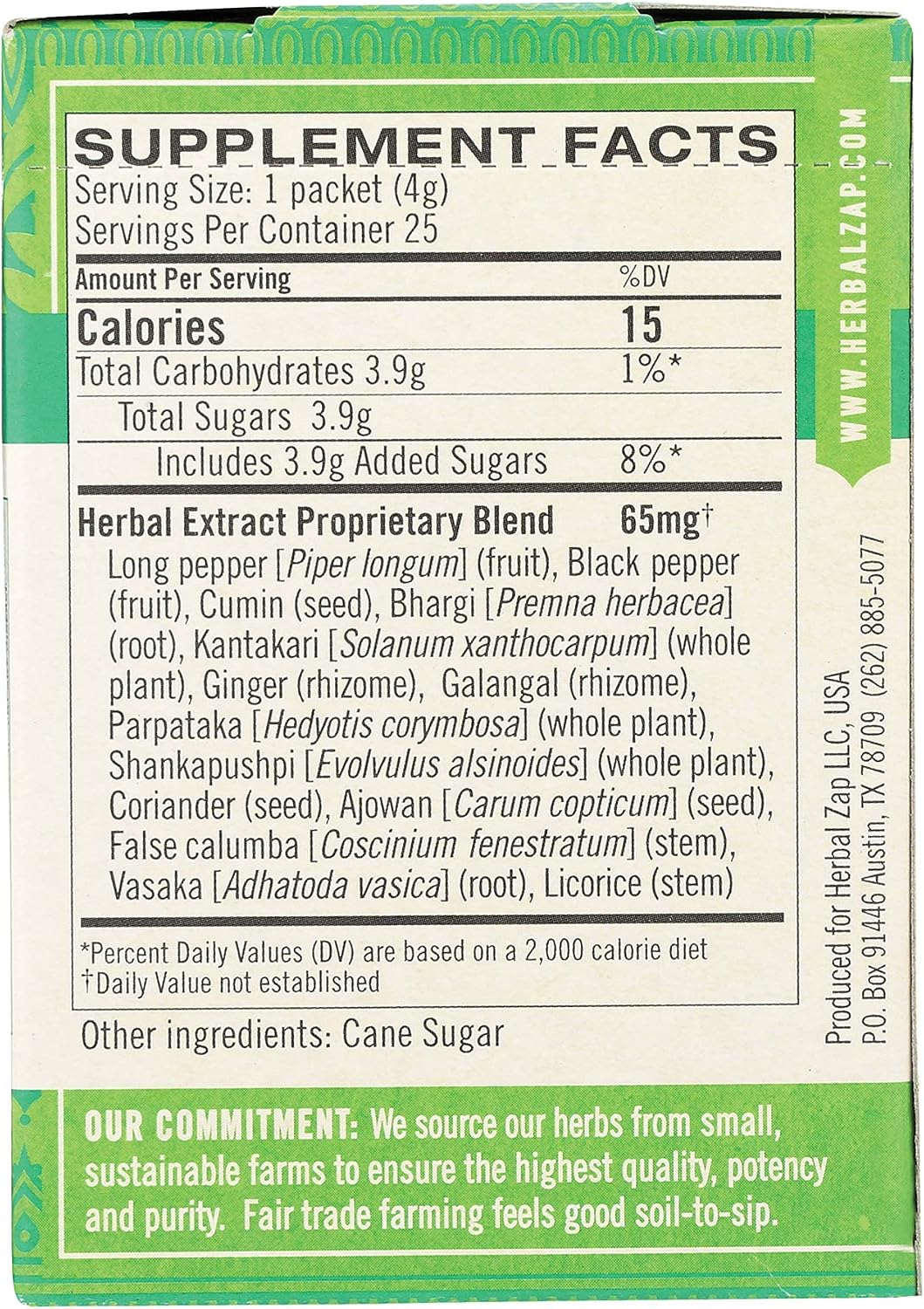Herbal Zap – Apoyo Digestivo e Inmunológico Ayurvédico Vata Kapha, 25 unidades