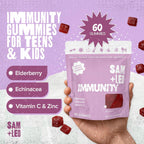 SAM+LEO Gominolas de defensas para niños y adolescentes – Saúco, equinácea, zinc y vitamina C – Sabor a bayas (60 unidades)