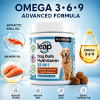 Multivitamínico y Suplemento para Perros con Aceite de Krill, Omega 3,6,9, Pre y Probióticos, Vitaminas Esenciales - Apoyo para Articulaciones, Piel, Pelo, Digestión e Inmunidad (90 Golosinas Blandas)