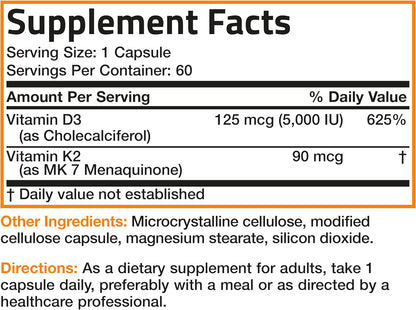 Bronson Complejo de Vitamina D3 (5000 UI) y K2 MK-7 (90 mcg) – 60 Cápsulas – Image 8