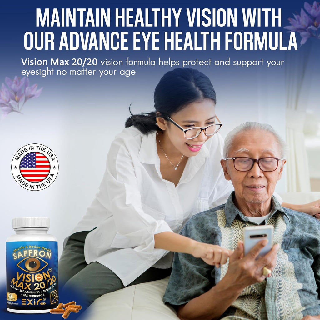 Vision Max 20/20 Suplemento Ocular – Apoyo a la Salud Visual y Confort, 60 Cápsulas