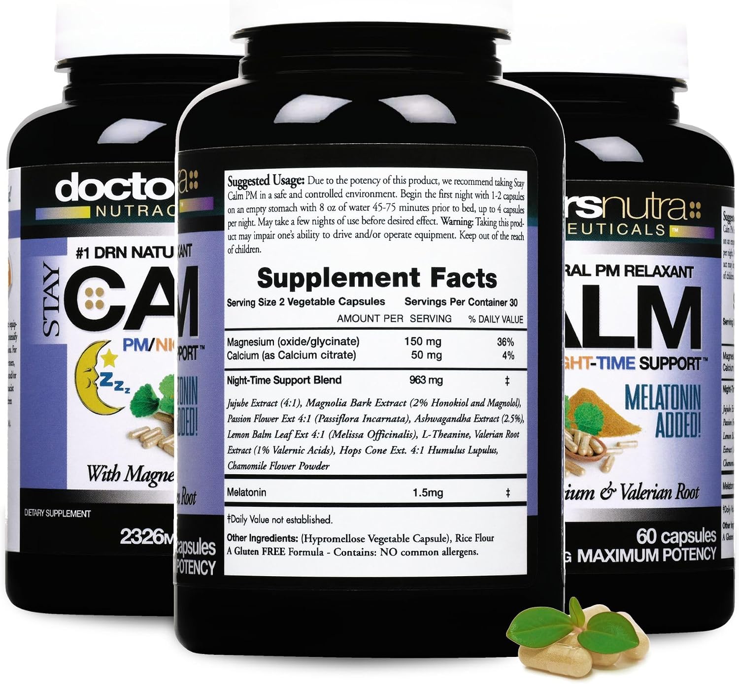 B-Calm-PM de Doctors Nutra: Suplemento Nocturno con Ashwagandha y Melatonina (30 Cápsulas)