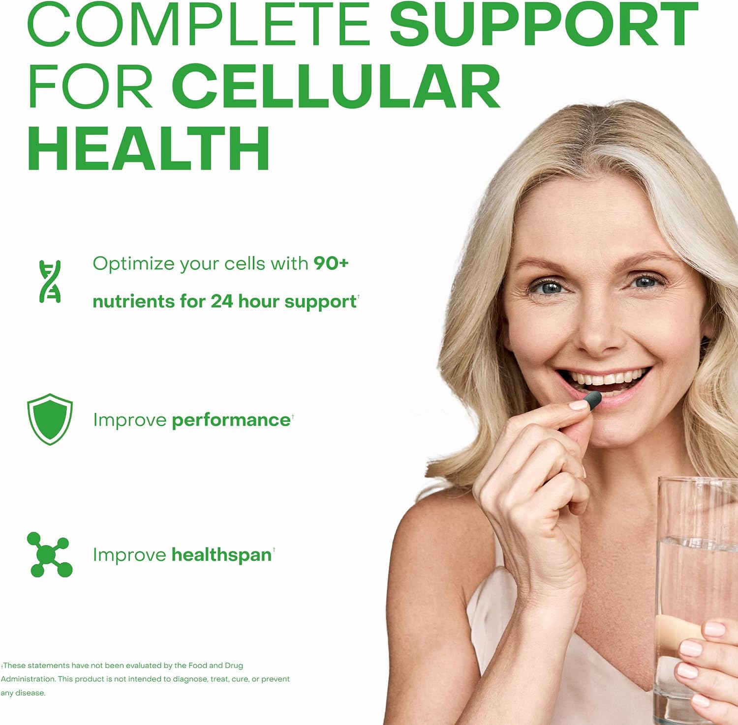 HealthyCell AM/PM Healthspan System - 90+ Vitaminas, Minerales, Fitonutrientes, Probióticos y Enzimas - 60 Comprimidos AM y 60 PM