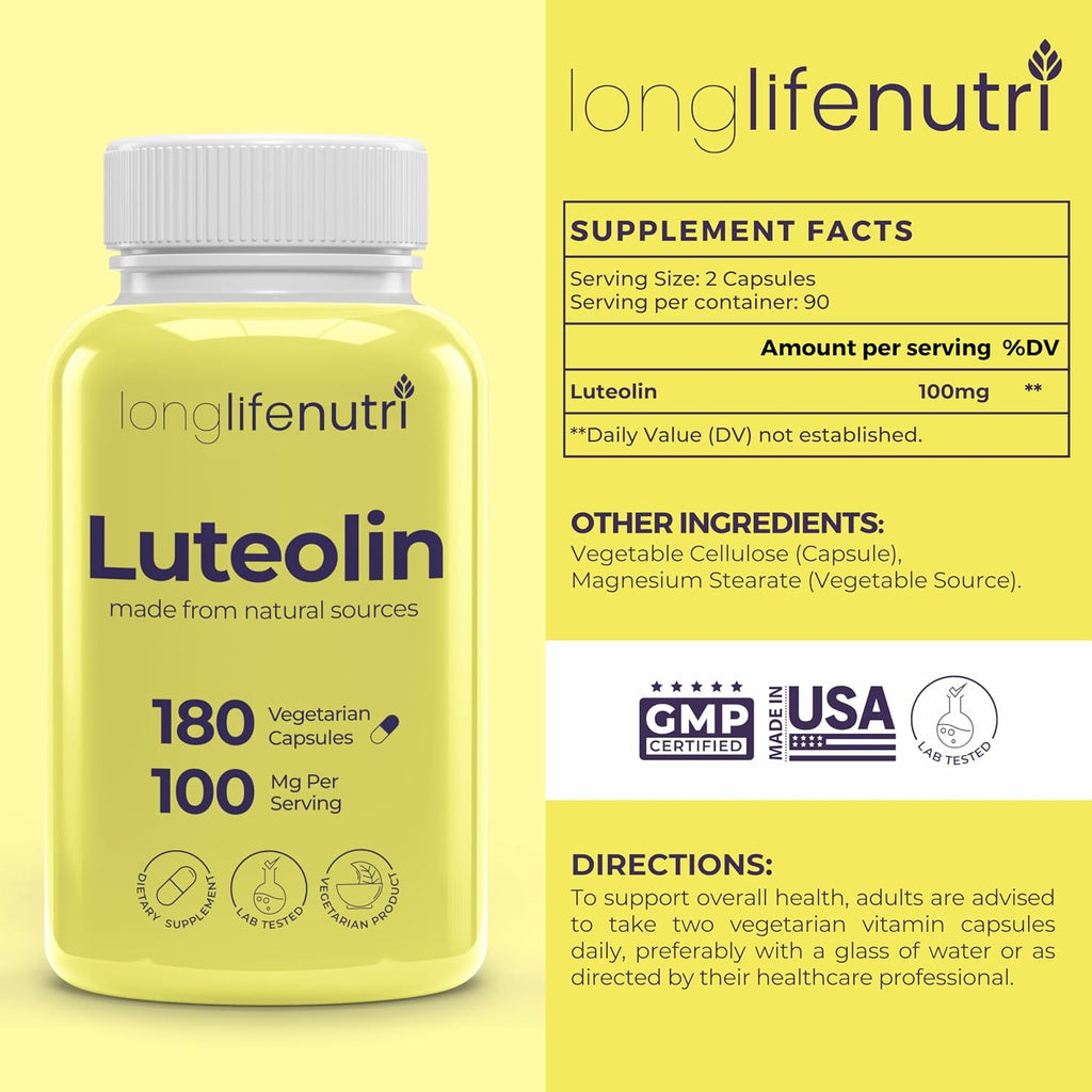 Luteolina 100mg - 180 Cápsulas Veganas - LongLifeNutri