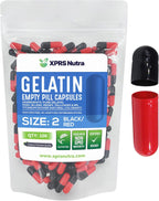 XPRS Nutra Cápsulas Vacías Tamaño 2 - 100 Unidades - Cápsulas de Gelatina Vacías para Rellenar (Negro/Rojo)