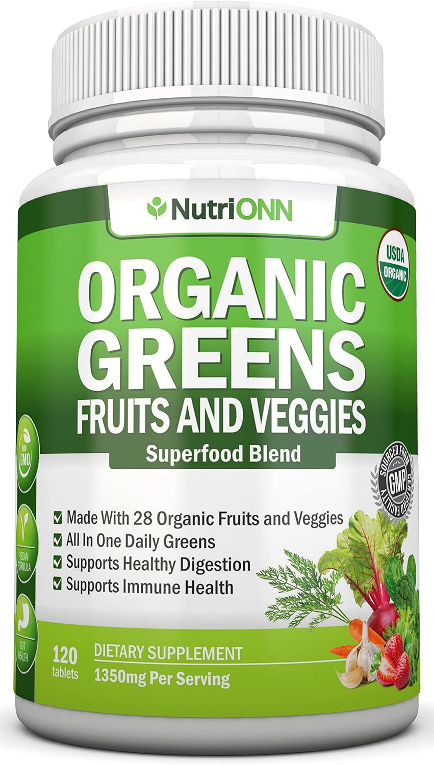 Cápsulas Orgánicas de Super Greens - NutriONN - 120 Cápsulas