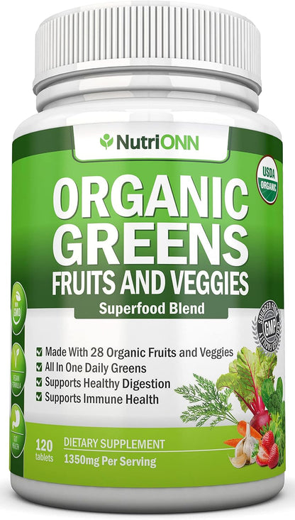Cápsulas Orgánicas de Super Greens - NutriONN - 120 Cápsulas – Image 1