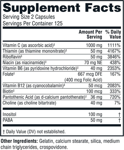 Twinlab Stress B-Complex - Complejo B con – Las vitaminas B1, B2, B6, B12 y biotina contribuyen al funcionamiento – Image 2