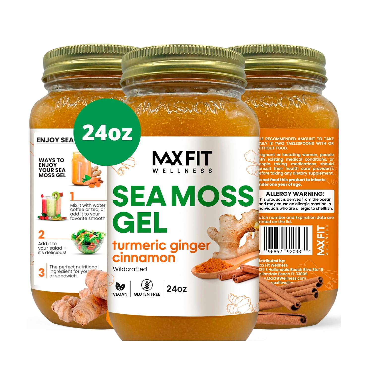 Sea Moss Gel Crudo (12 Sabores) 24oz - Musgo Marino Silvestre de Santa Lucía - 92 Vitaminas y Minerales - Superalimento Vegano
